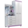 Cômoda Melissa 4 Gavetas 2 Portas com Espelho Acp Cor Lilás - 1