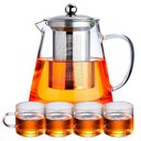 Ver imagem 2 de Conjunto Bule Chaleira Infusora de Vidro 950ml com 4 Xícaras Glass Tea Pot