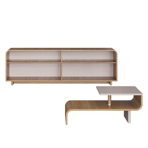 Rack Bancada e Mesa de Centro Atlanta Nature/Sand para TV até 65” – Delmarco Móveis