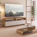 Ver imagem 2 de Rack Bancada e Mesa de Centro Atlanta Nature/Sand para TV até 65” – Delmarco Móveis