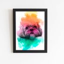 Ver imagem 1 de Quadro Maltês Cachorro Tinta Aquarela Moldura 30x40cm