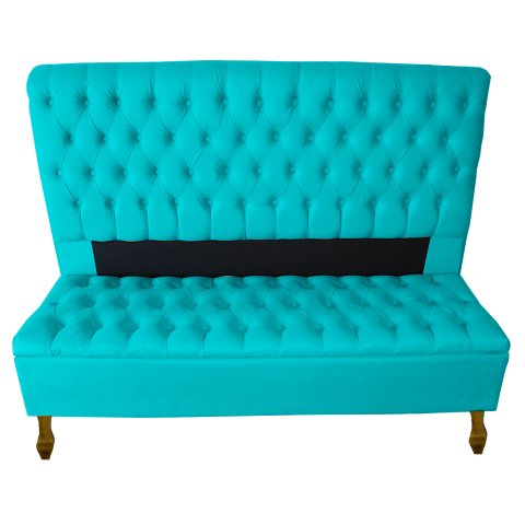 Cabeceira e Recamier Iza para Cama Box Casal Queen 1.60 - Suede - Sv Decor: Azul Turquesa
