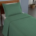 Ver imagem 4 de Kit Cobre Leito Colcha Bellini Solteiro Dupla Face Percal 300 Fios Textura Matelassê - Verde