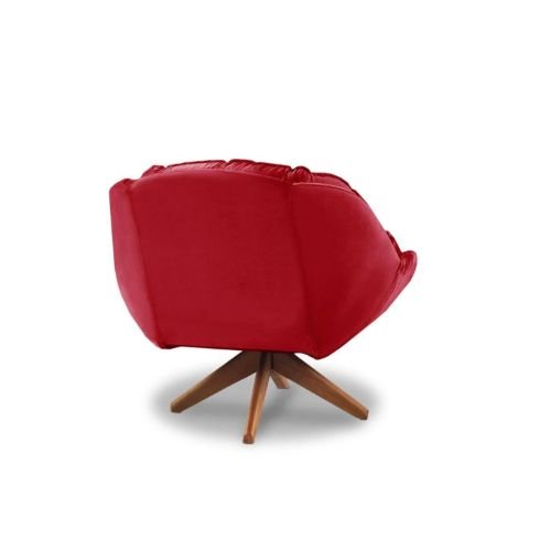 Poltrona Decorativa Califórnia Com Base Giratória Suede - Vermelho - 2