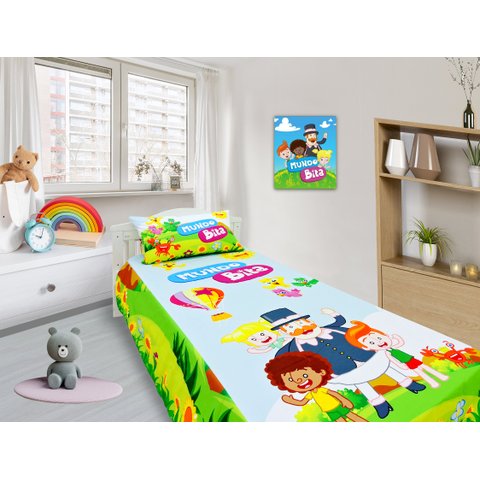 Jogo De Lençol Decorativo E Fronha Solteiro , Mundo Bita Kit 2 pçs