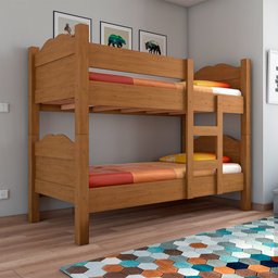 Beliche Multifuncional que Vira 2 Camas Madrid com Grades de Proteção - Amêndoa - 1