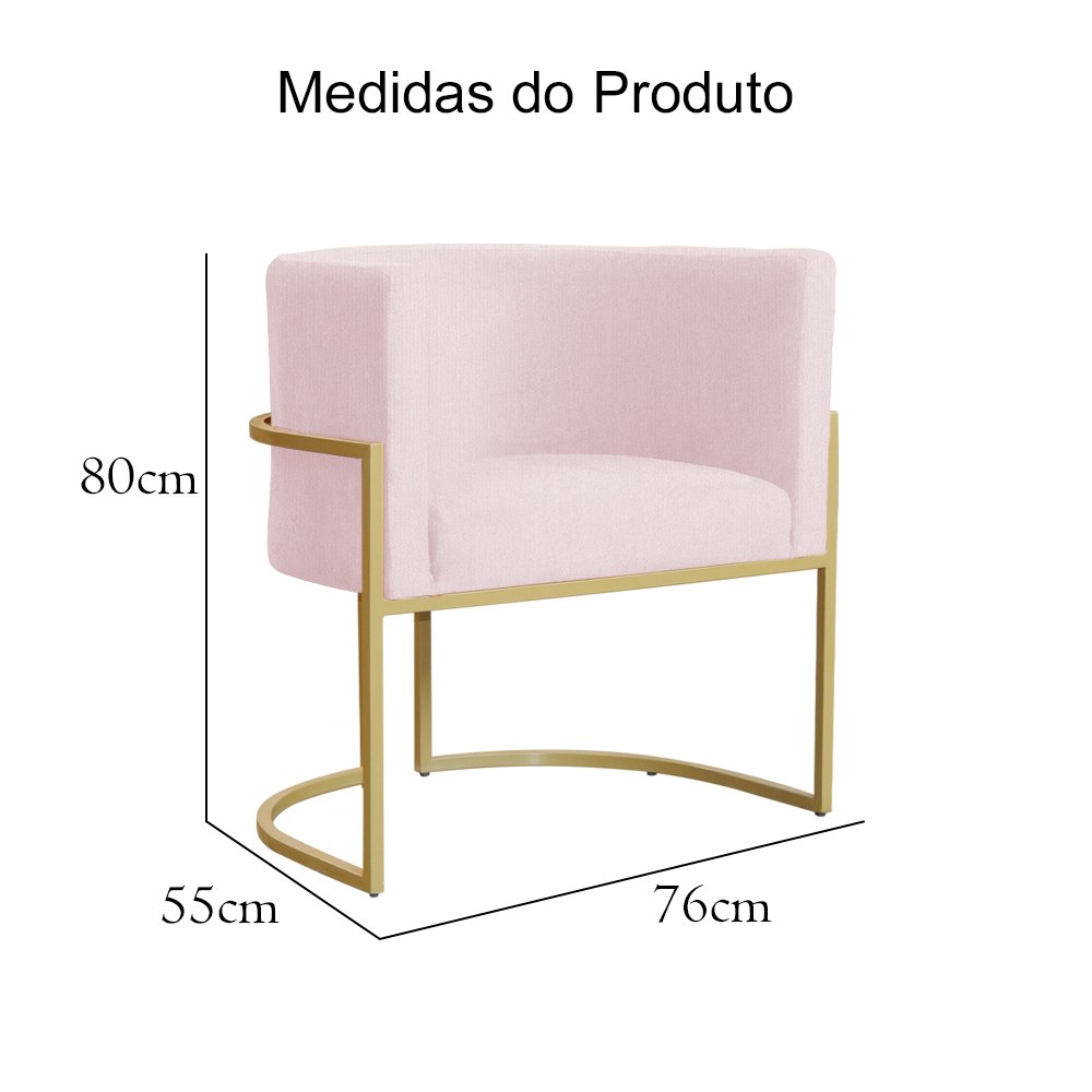 Kit 2 Poltronas Decorativa Luana Suede Rosa Bebê Mz Decor - 3