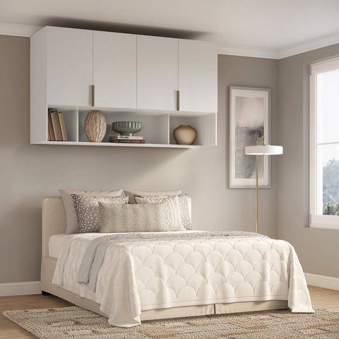 Armário Aéreo Modulado para Quarto 4 Portas 150cm 100% MDF Clean Altezza