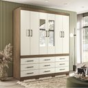 Ver imagem 1 de Guarda Roupa Casal 6 Portas 9 Gavetas com Espelhos e Pes Santos Andira
