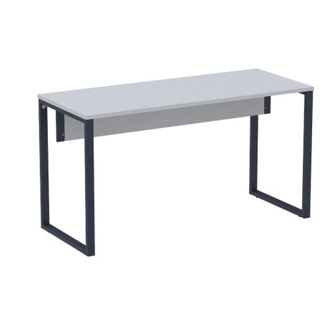 Mesa Escritório P25 Tub Pandin 134 Cm (larg) Tampo Mdp Cinza Pé Aço Tubular Azul Del Rey