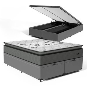 Cama Box Báu com Colchão Resistence Espuma D33 Pillow Top Queen 158cm