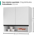 Ver imagem 3 de Armario Aereo 2 Portas 60 cm Islandia Branco Rudk