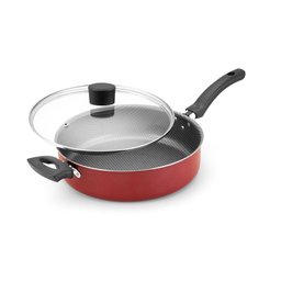 Frigideira Antiaderente Reta com Tampa de Vidro e Alça - Vermelho - 2