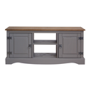 Ver imagem 4 de Rack Tv Boho 2 Portas 1 Prateleira Cor Madeira Natural com Cinza