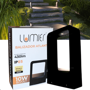Luminaria Balizador de Jardim De Piso 10w Preto 3000k IP65