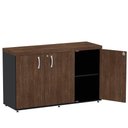 Ver imagem 4 de Armário Baixo Credenza Pe40 Pandin 121,50 Cm (largura) Mdp Cor Embuia Terra e Preto com Três