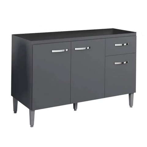 Balcão para Cozinha 3 Portas Derby Cinza Fosco