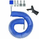 Ver imagem 1 de Mangueira Espiral 5 mts x 8mm em Poliuretano Terminais Macho 1/4 Pneumática Ar Comprimido - Com Kit 