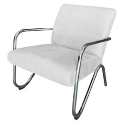 Kit Namoradeira + 2 Poltronas Decorativa Bela Couro Branco Braço Cromado - 5