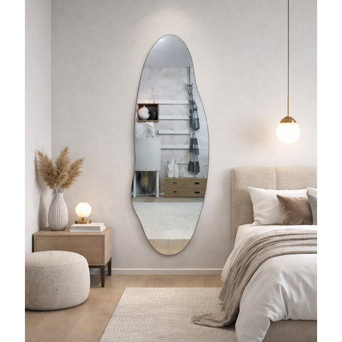 Espelho Orgânico 115 X 40 Cm Decoração Lapidado Extra Grande