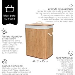Cesto de Bambu com Tampa Mimo Style - Claro - 5