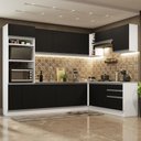 Ver imagem 1 de Armário de Cozinha Completa de Canto 479cm Branco Preto Glamy Madesa 01