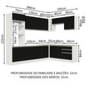 Ver imagem 4 de Armário de Cozinha Completa de Canto 479cm Branco Preto Glamy Madesa 01