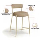 Ver imagem 3 de Banqueta Cozinha Média com Encosto Kit 2 Industrial Champanhe Londres New Couro Flex D03 - D'Rossi