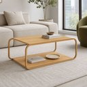 Ver imagem 1 de Mesa de Centro para Sala de Estar 80cm Orgânica Industrial Alek A03 Hanover Dourado - Lyam Decor