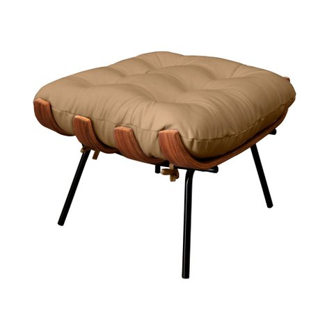 Puff Decorativo Laura 65cm Couro Bege - Sallar Home