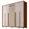 Guarda-roupa Quintus Lux 6 Portas 6 Gavetas com Vidro Reflecta Freijó/off White - Caemmun - 2