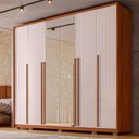 Ver imagem 1 de Guarda-roupa Quintus Lux 6 Portas 6 Gavetas com Vidro Reflecta Freijó/off White - Caemmun