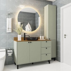 Conjunto Armários para Banheiro Rubi Verde Oliva Politorno