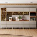 Ver imagem 2 de Cozinha Modulada Proença 8 Peças com Cristaleira e Aéreo 120cm Nogueira Touch/nude Prime Tx -