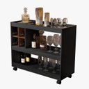 Ver imagem 2 de Aparador com Adega Sala Bar Gold Luxo Preto/Caramelo - Comprar Móveis em Casa