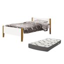 Ver imagem 1 de Cama Solteiro Simba Branco Fosco Pés Amadeirado com Colchão D33 - Reller Móveis