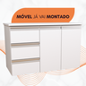 Balcão Móvel Gabinete Mdf para Banheiro com Tampo 80cm Esquerdo com Fundo - 5