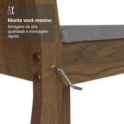 Conjunto Sala de Jantar Mesa Tampo de Madeira 4 Cadeiras Rustic/cinza/silver Samara Madesa - 6