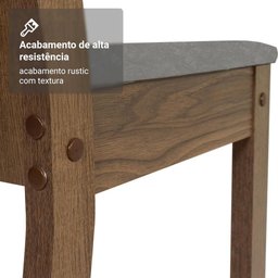 Conjunto Sala de Jantar Mesa Tampo de Madeira 4 Cadeiras Rustic/cinza/silver Samara Madesa - 7