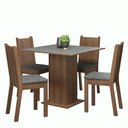 Ver imagem 2 de Conjunto Sala de Jantar Mesa Tampo de Madeira 4 Cadeiras Rustic/cinza/silver Samara Madesa