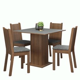 Conjunto Sala de Jantar Mesa Tampo de Madeira 4 Cadeiras Rustic/cinza/silver Samara Madesa - 2
