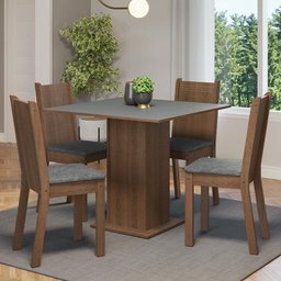 Conjunto Sala de Jantar Mesa Tampo de Madeira 4 Cadeiras Rustic/cinza/silver Samara Madesa - 1