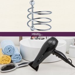 Porta Secador De Cabelo Em Espiral Suporte Para Secador De Cabelo De Parede Cromado - 2