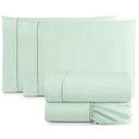 Ver imagem 1 de Jogo de Lençol Cama Casal 4 Peças Percal 400 Fios Verde Água