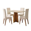 Ver imagem 1 de Conjunto Sala de Jantar Mesa 1,20m Moove 4 Cadeiras Veludo Milano Viero Madeirado / Marfim