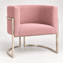 Ver mais imagens de Poltrona Decorativa Luna Bouclé Premium para Sala Escritório Recepção Base Circular em Ferro Madeira