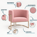 Ver imagem 6 de Poltrona Decorativa Luna Bouclé Premium para Sala Escritório Recepção Base Circular em Ferro Madeira