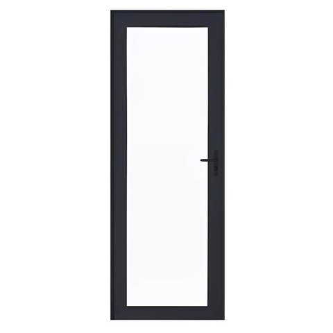 Porta de Alumínio Preto com Vidro Inteiro 8mm Cmc Linha Elegance - 2.10 (a) X 0.90 (l)-lado Esquerdo