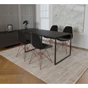 Ver imagem 1 de Mesa Industrial Base Ferro Preto Tampo 137x90 Preto 4 Cadeiras Eames Ferro Cobre Assento Preto