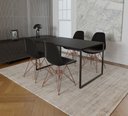 Ver imagem 1 de Mesa Industrial Base Ferro Preto Tampo 137x90 Preto 4 Cadeiras Eames Ferro Cobre Assento Preto